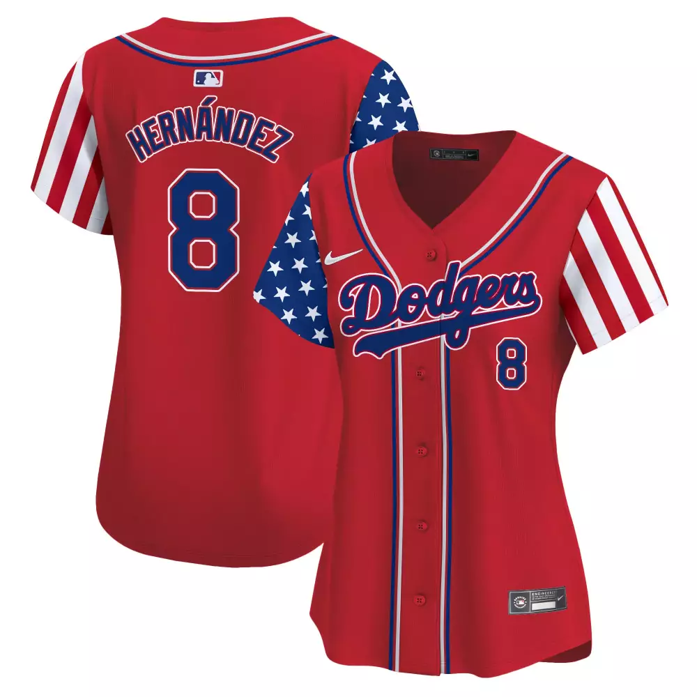 Kike Hernandez 8 Dodgers Jersey Red Men Custom Design Blue White Vapor Premier Limited