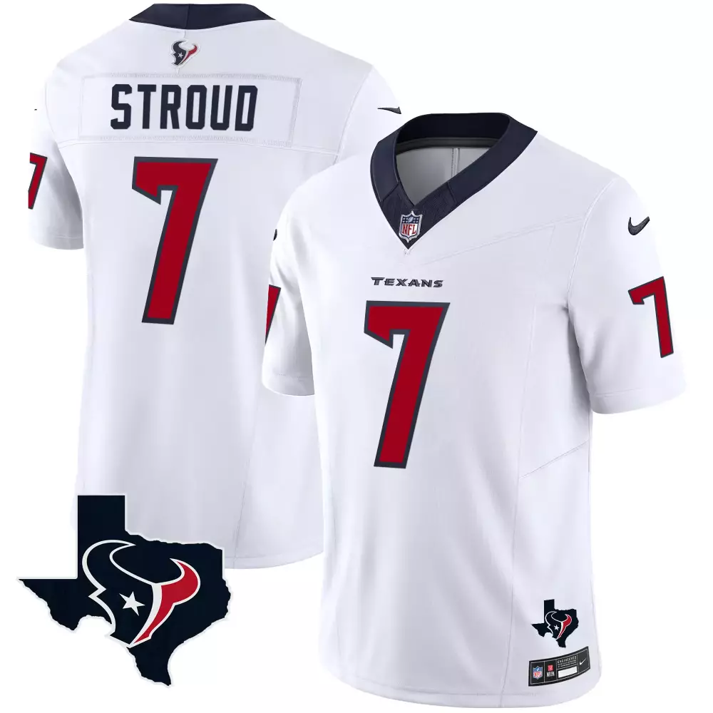 C.j. Stroud 7 Texans Jersey White Men Game Red Navy All Stitched Vapor