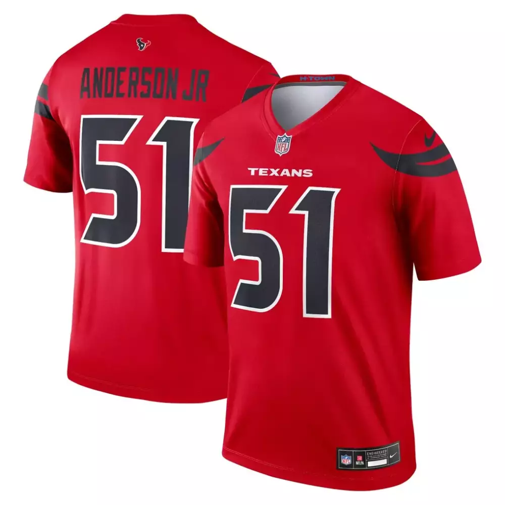 Will Anderson 51 Texans Jersey Red Men Replica Black