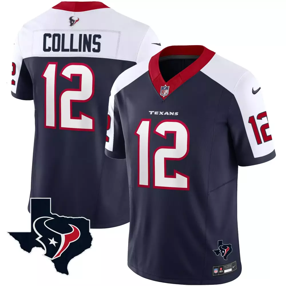 Nico Collins 12 Houston Texans Jersey Navy Men Red White Alternate Vapor Limited