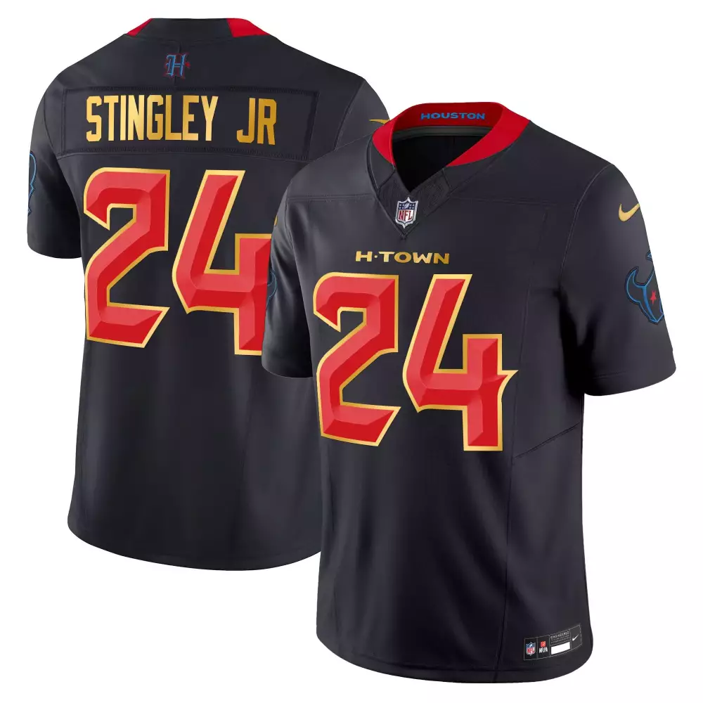 Derek Stingley Jr. 24 Jersey Black Houston Texans Men NFL Alternate Red Gold All