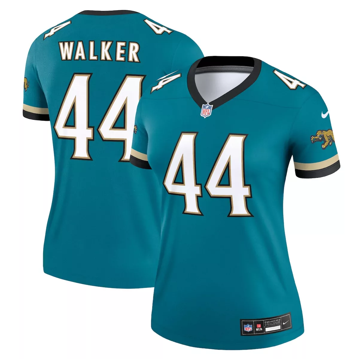 Travon Walker 44 Jersey Teal Jacksonville Jaguars Men Replica Black Gold Throwback