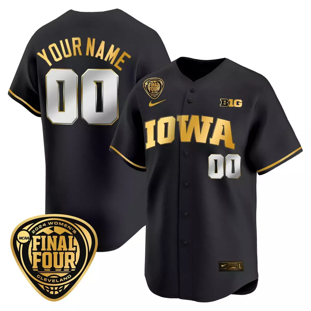 Custom Iowa Jersey Black Final Four 2024 Women Gold Silver All Stitched