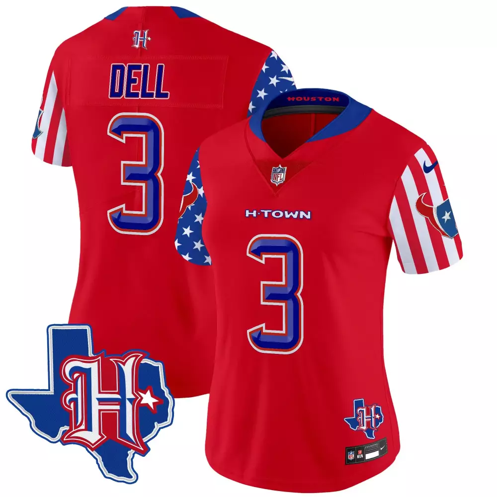 Tank Dell 3 Houston Texans Jersey Red Battle Of Texas H-town Men American Alternate