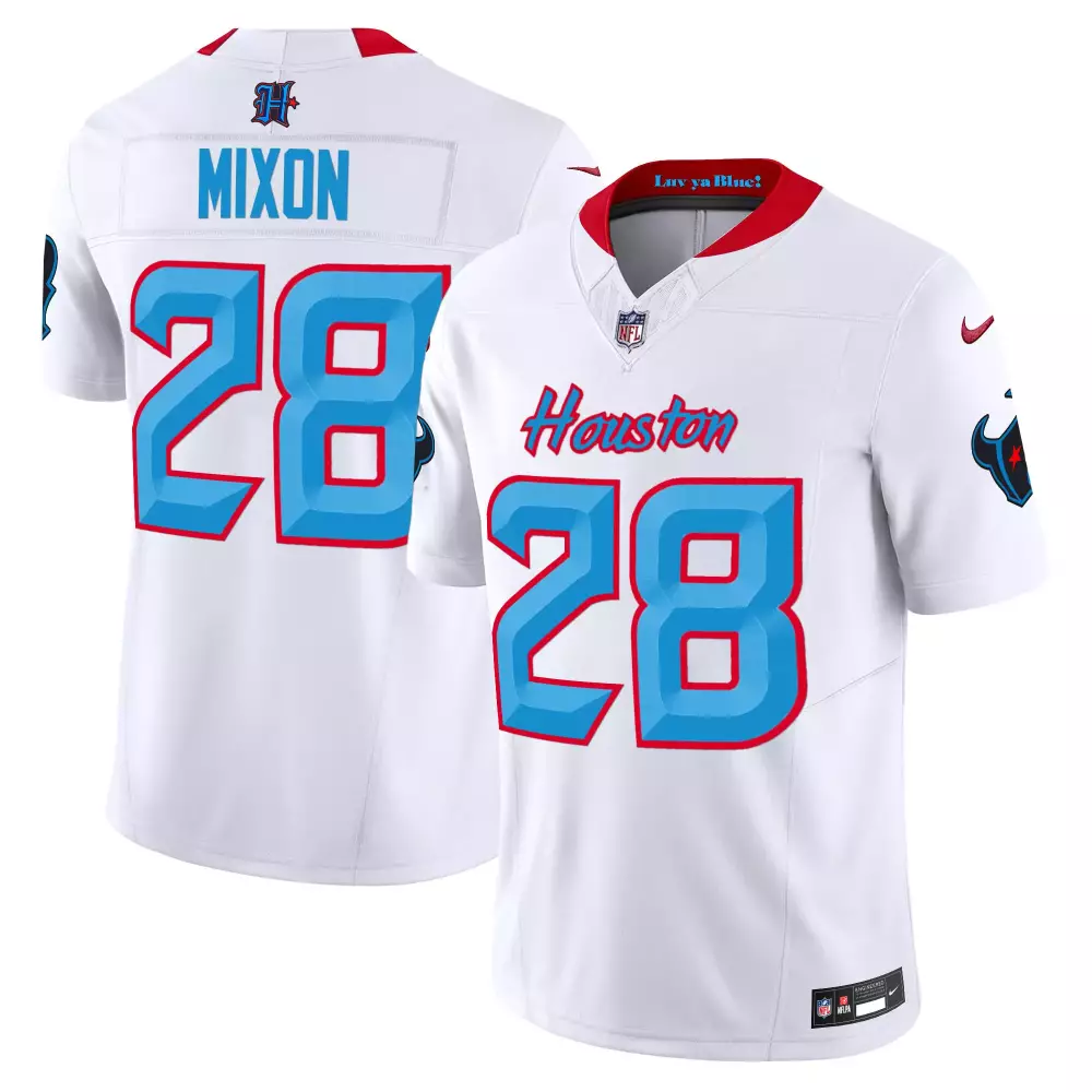Joe Mixon 28 Houston Texans Jersey White Luv Ya Blue! Men Standard Alternate Light Blue