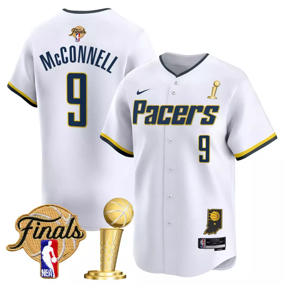T.j. Mcconnell 9 Pacers Jersey White NBA Finals Men Navy Yellow Vapor Embroidered