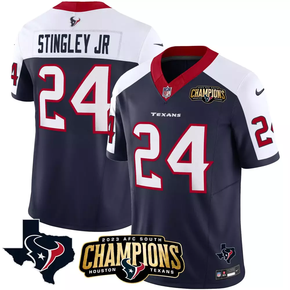 Derek Stingley Jr. 24 Jersey Navy AFC South Champions Houston Texans 2023 Men Game