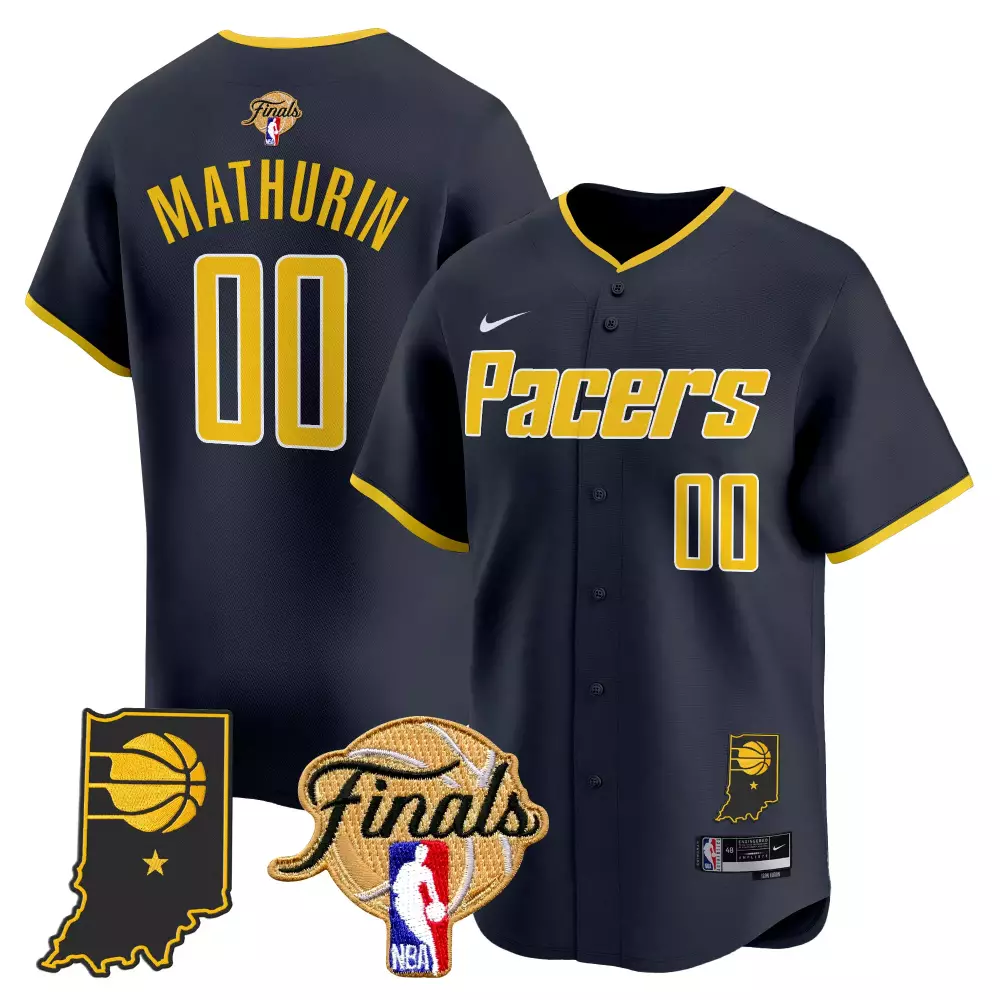Bennedict Mathurin Pacers Jersey Navy Finals Indiana Men Yellow Vapor All Stitched