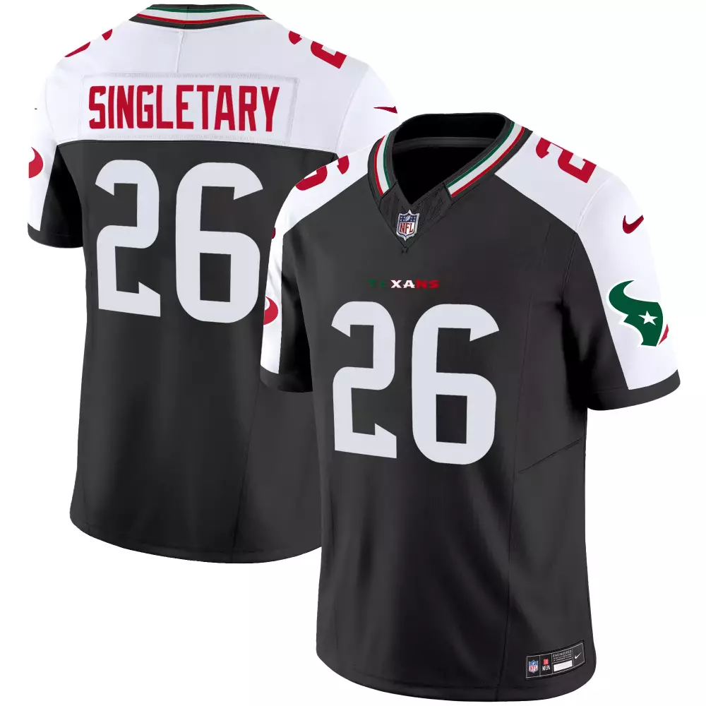 Singletary 26 Houston Texans Jersey Black Men Alternate White Red Stitched