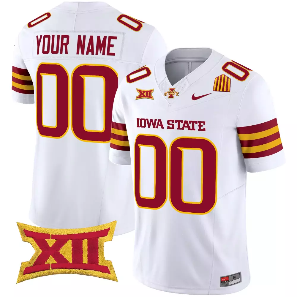 Custom Iowa State Jersey White Big Men Cardinal Gold Vapor Stitched Embroidered