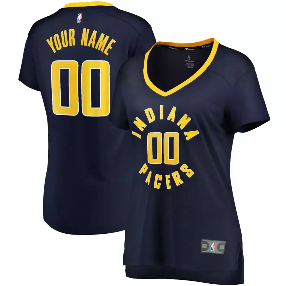 Custom Indiana Pacers Jersey Navy Women Yellow Icon