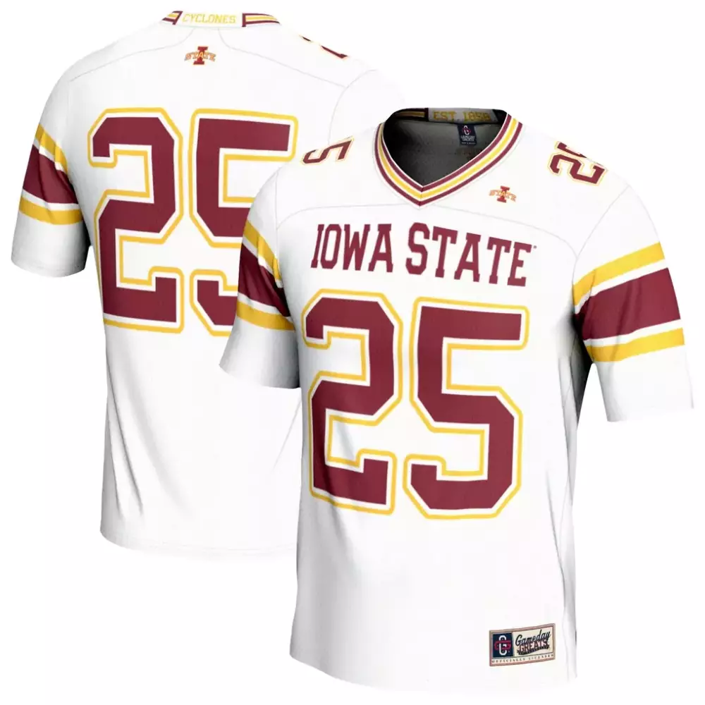 Iowa State 25 Cyclones Jersey White Maroon Gold Gameday Fashion