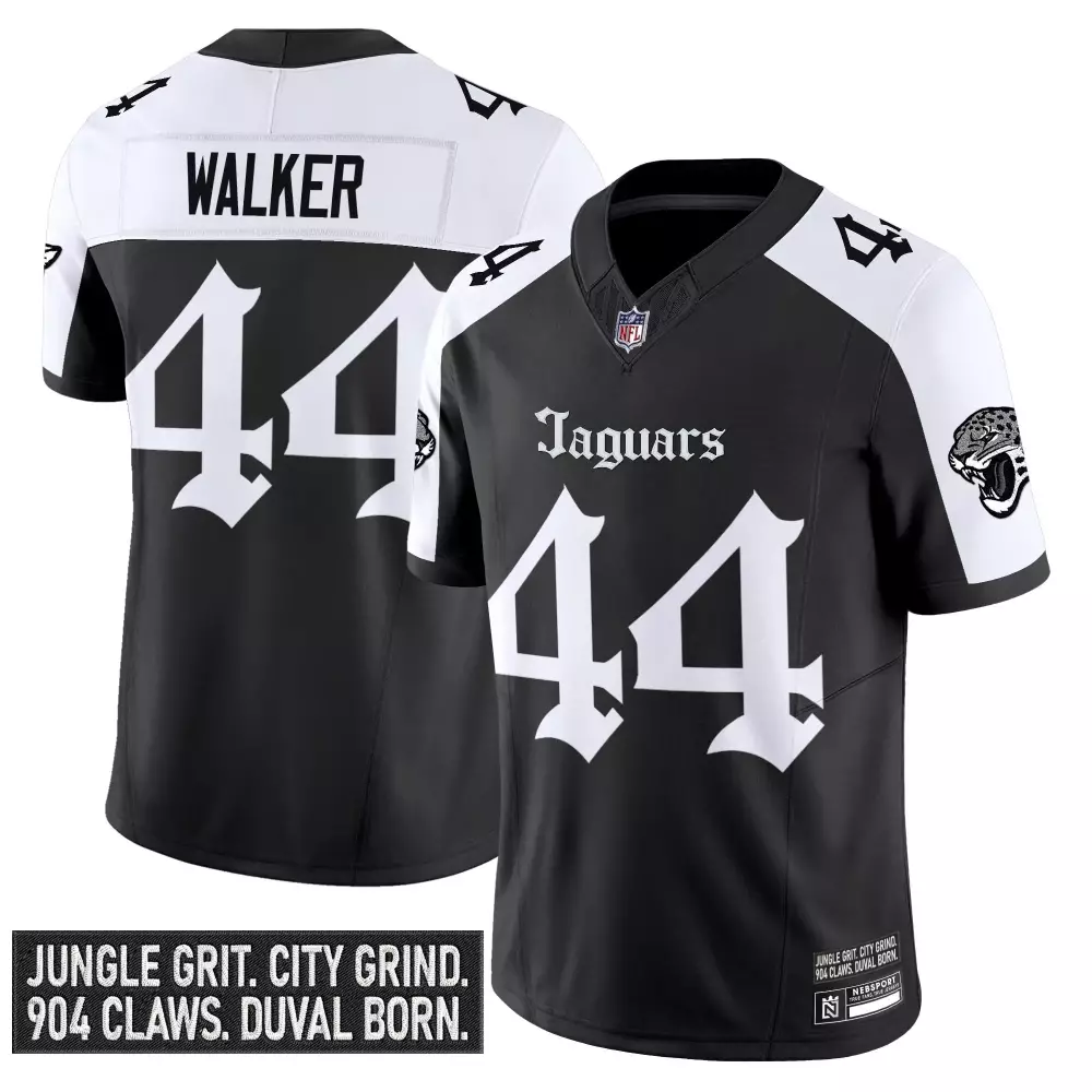 Travon Walker 44 Jaguars Jersey Black Men White Stitched Vapor