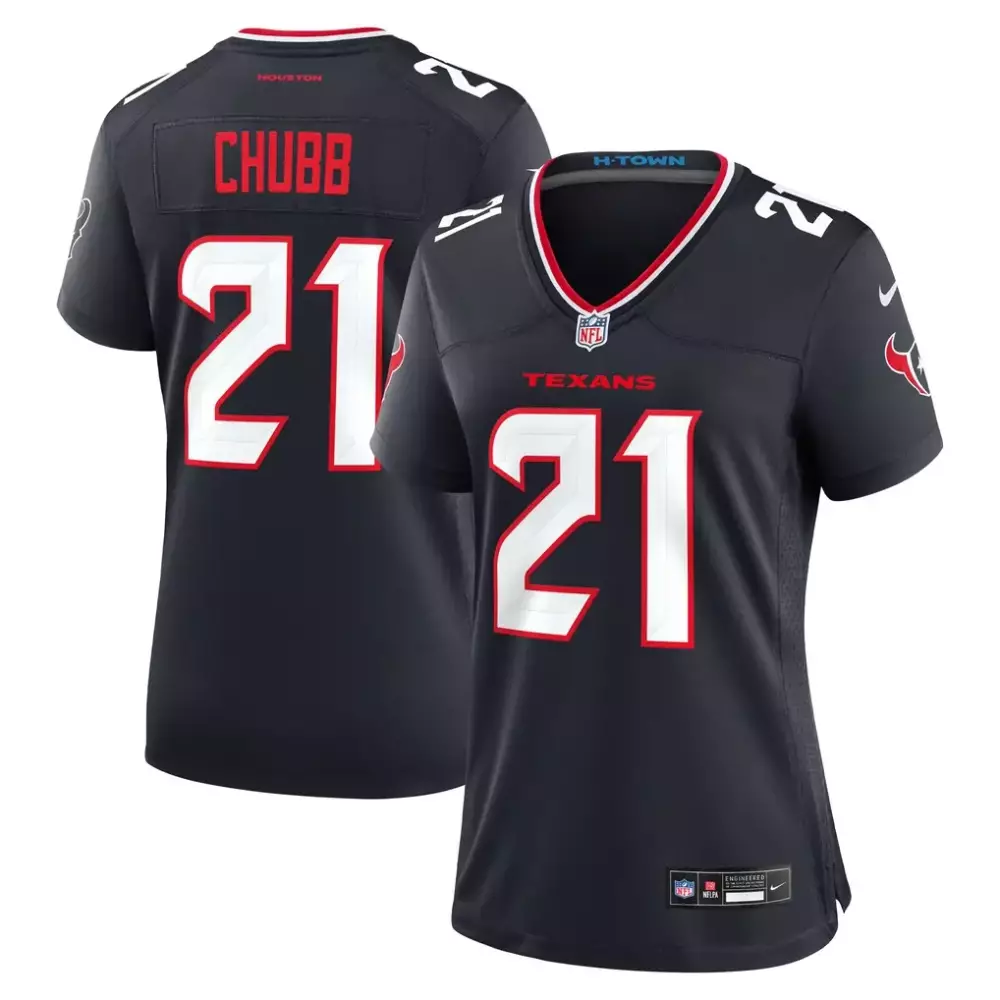 Nick Chubb 21 Texans Jersey Navy Blue Men Red White Game