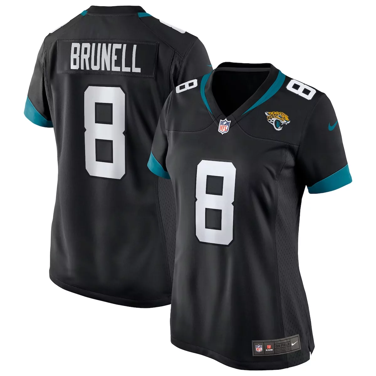Mark Brunell 8 Jaguars Jersey Black Men Official Teal White Game Retired