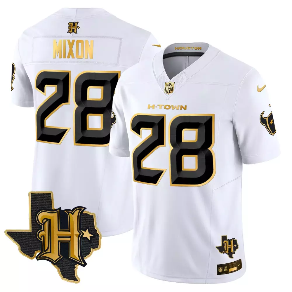 Joe Mixon 28 Houston Texans Jersey White H-town Men Alternate Black Gold All Stitched