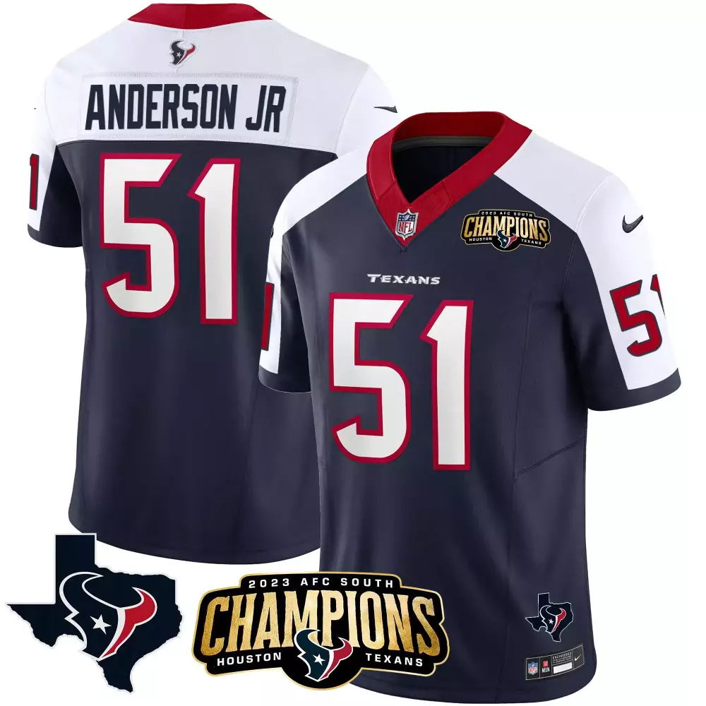 Will Anderson Jr. 51 Jersey Navy Blue 2023 AFC South Champions Houston Texans Men