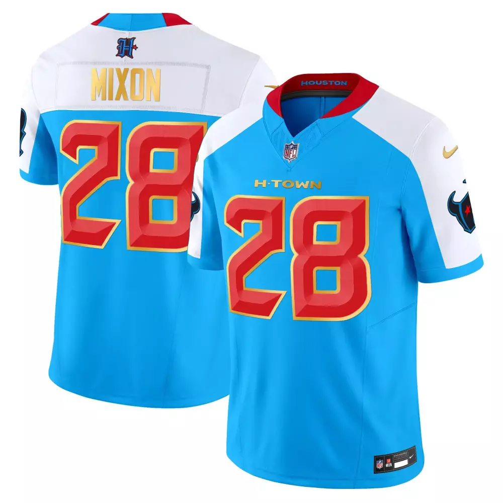 Joe Mixon 28 Houston Texans Jersey Light Blue Men Alternate White Red Gold Stitched