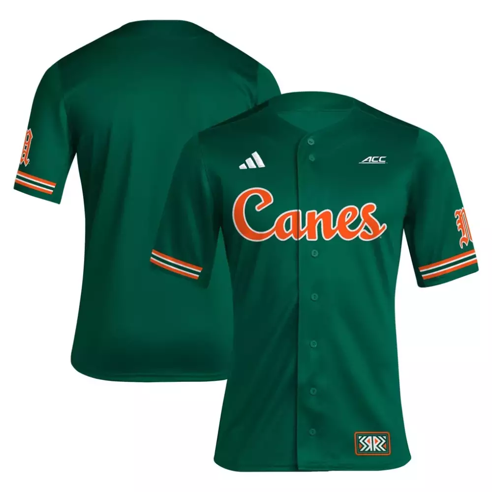 Baseball Miami Hurricanes Jersey Green Men Orange White Replica