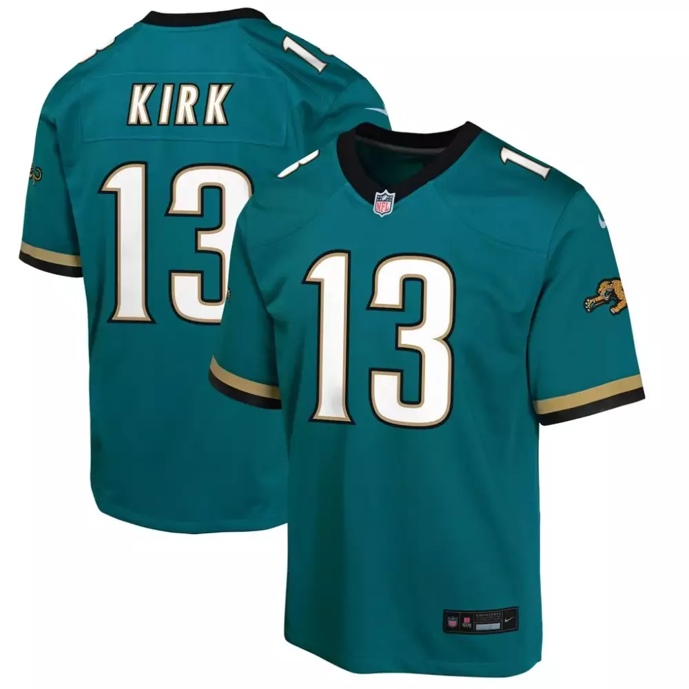Christian Kirk 13 Jaguars Jersey Teal Men Player Black Gold Throwback Game