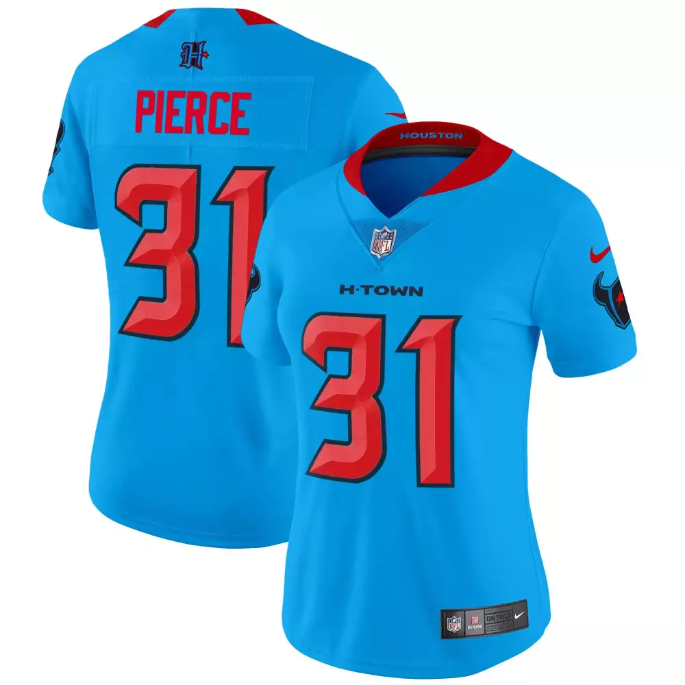 Dameon Pierce 31 Houston Texans Jersey Light Blue Women Replica Alternate Red Stitched