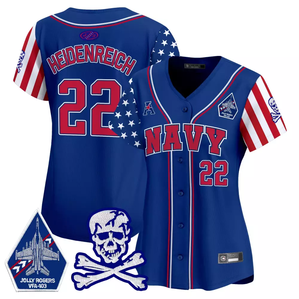 Heidenreich Independence 22 Navy Jersey Blue Jolly Rogers VFA-103 Skull Crossbones