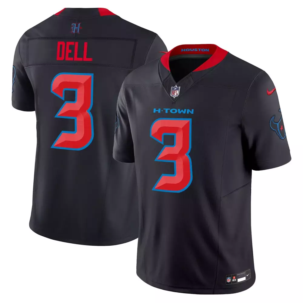 Tank Dell 3 Houston Texans Jersey Black Men Replica Alternate Red Blue Limited Vapor