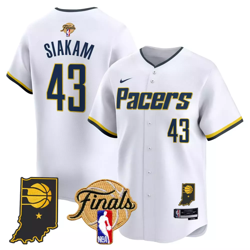 Pascal Siakam 43 Pacers Jersey White Indiana Finals Men Navy Yellow Vapor Stitched
