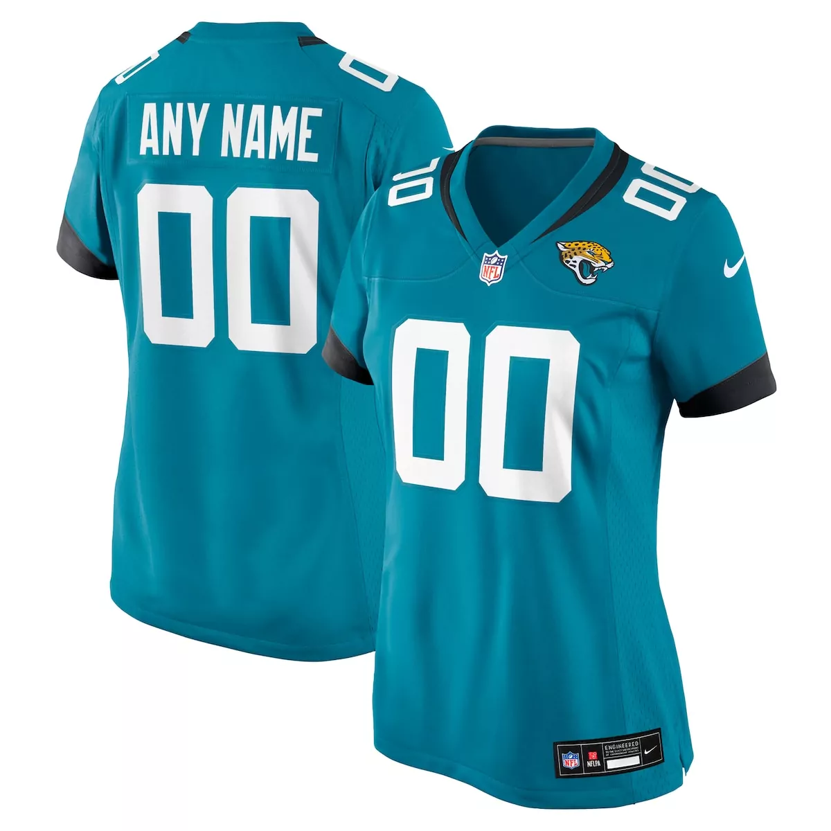 Jacksonville Jaguars Jersey Teal Women Replica Black White Custom