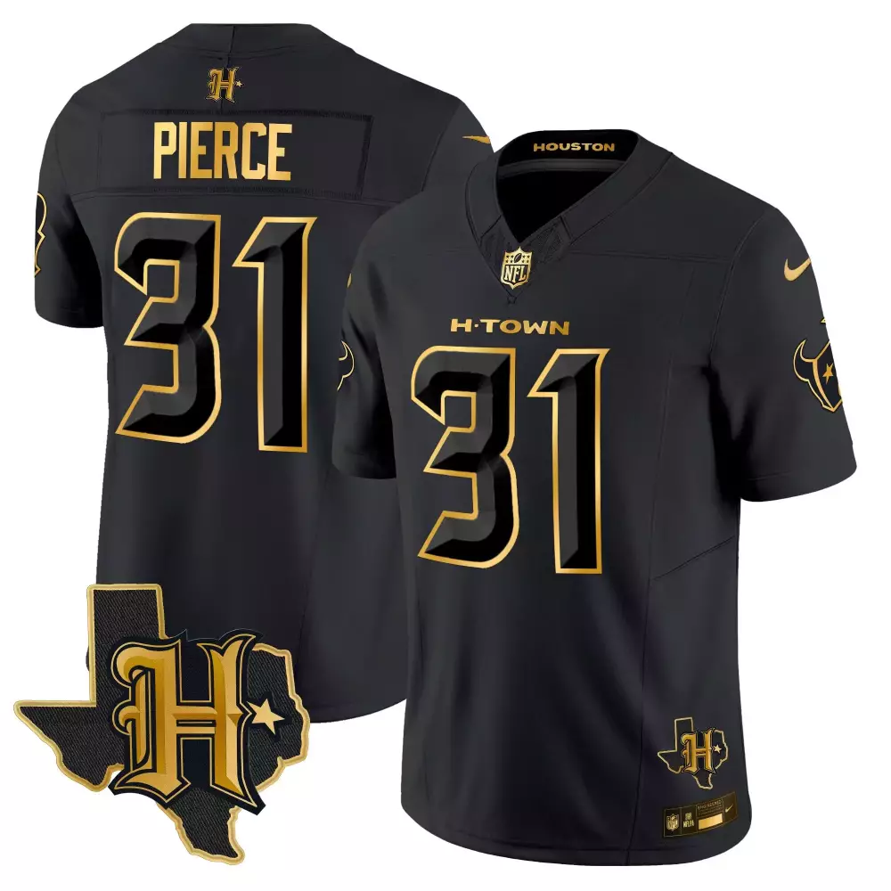 Dameon Pierce 31 Houston Texans Jersey Black H-town Men NFL Gold All Stitched