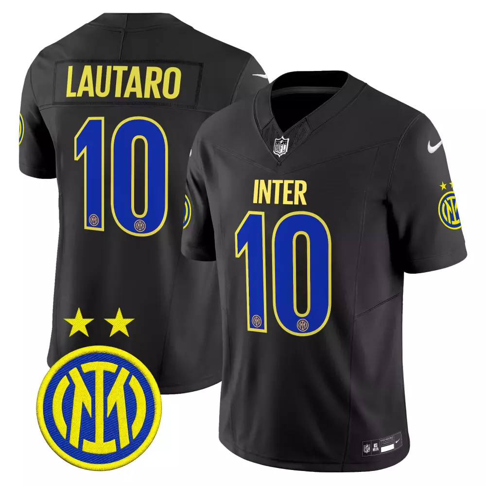 Messi Inter 10 Milan Jersey Black Men Blue Yellow Vapor Stitched Embroidered
