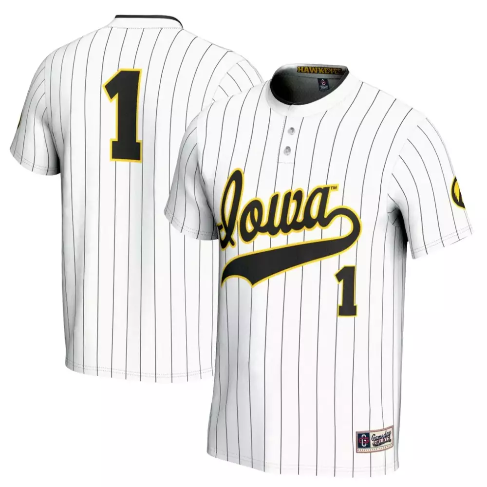 Custom Iowa Hawkeyes 1 Jersey White Black Gold Gameday Fashion
