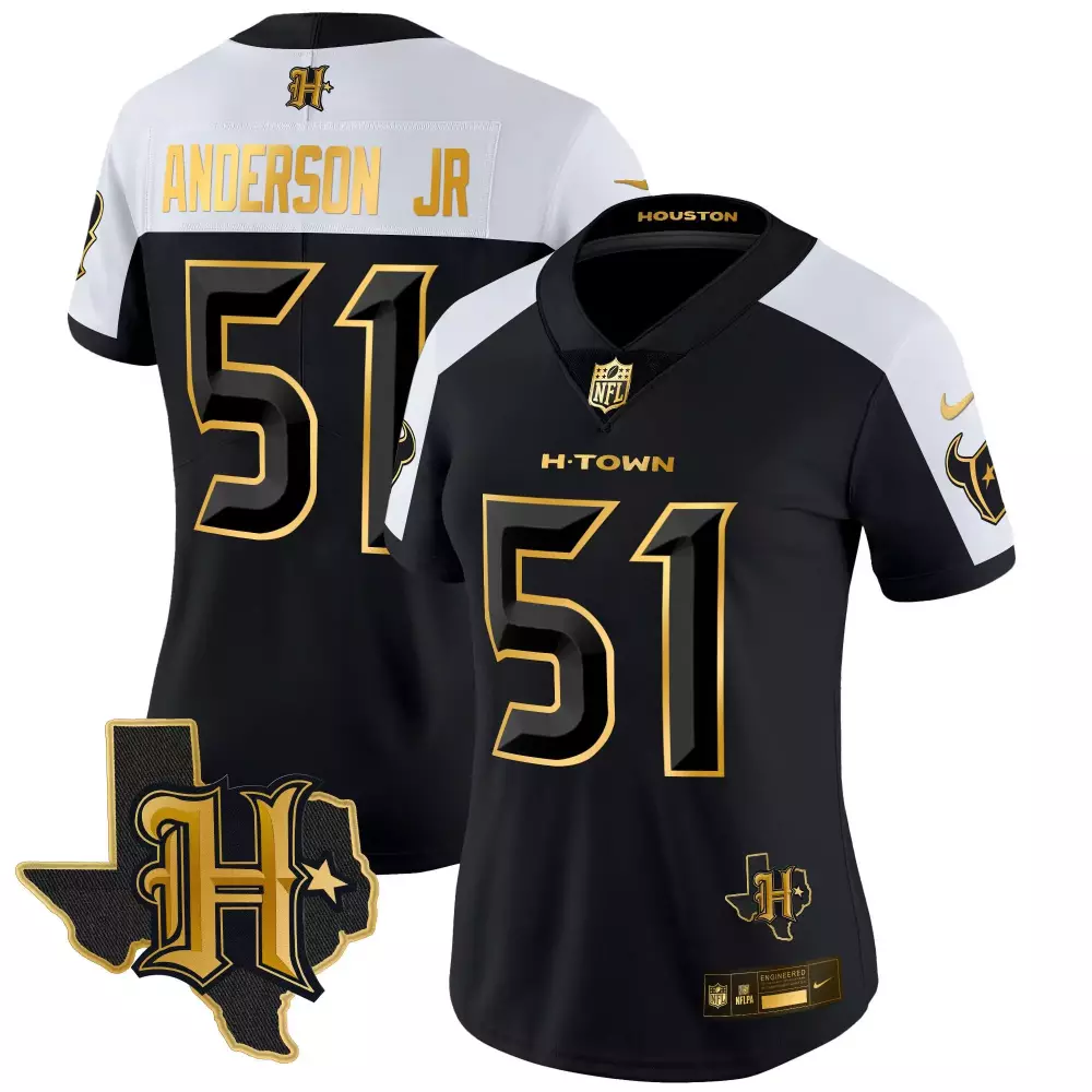 Will Anderson Jr. 51 Jersey Black Houston Oilers Throwback H-town Collar Men Split Design