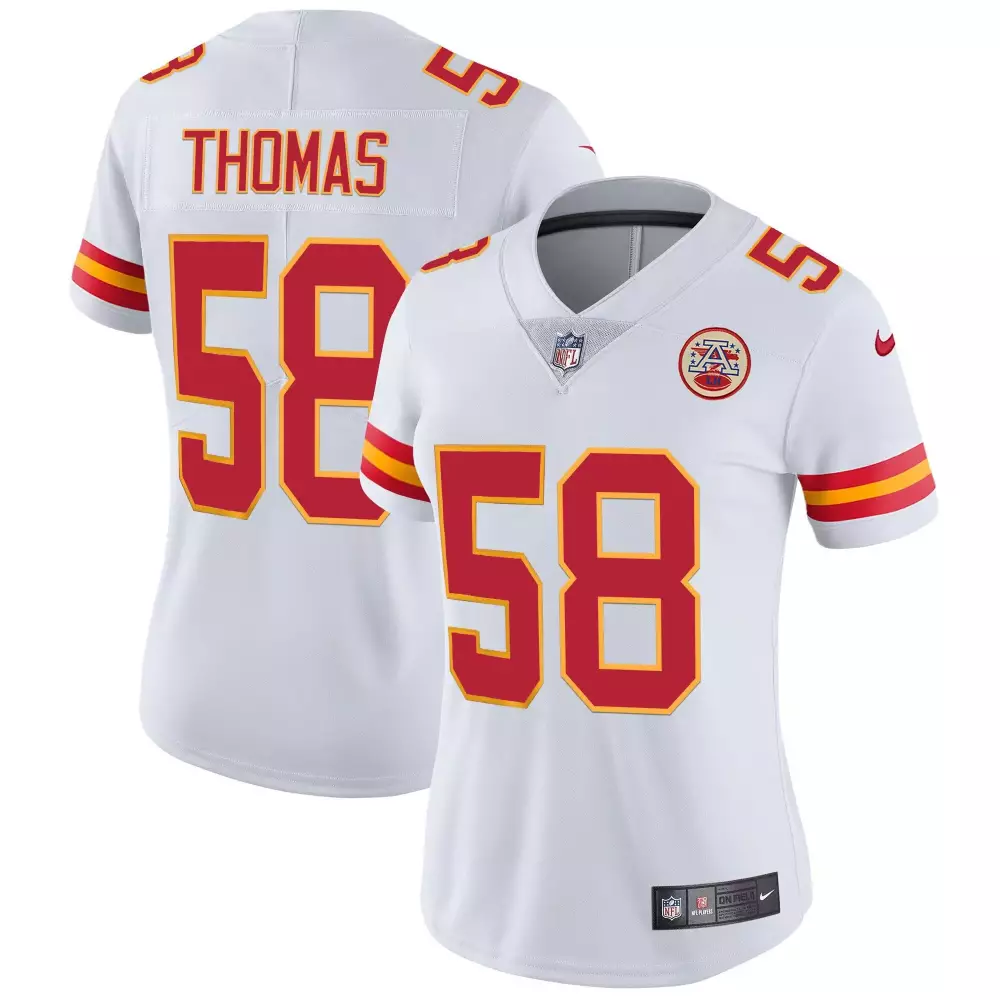 Derrick Thomas 58 Jersey White Kansas City Chiefs Women Standard Alternate Red Gold