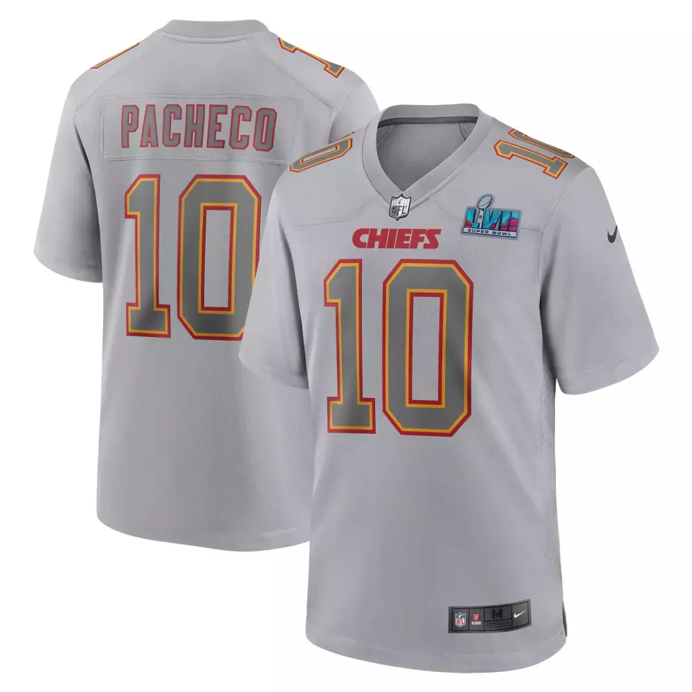 Isiah Pacheco 10 Chiefs Jersey Gray Super Bowl Lvii Men Red Yellow Stitched