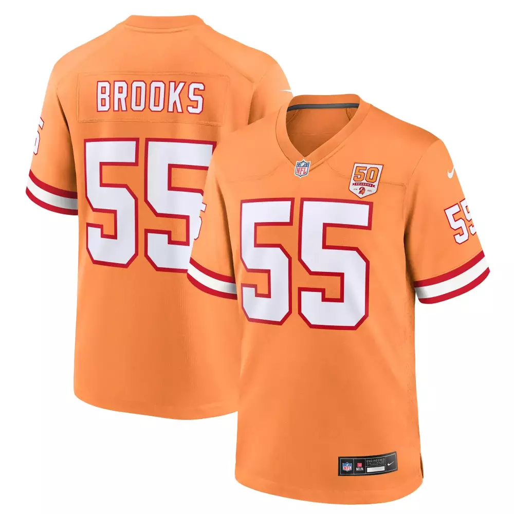 Derrick Brooks 55 Jersey Orange 50th Season Tampa Bay Buccaneers Men White Red All