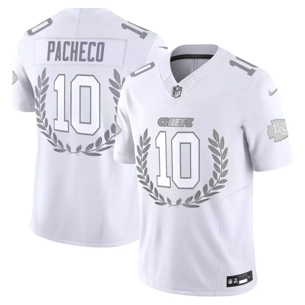 Isiah Pacheco 10 Jersey White Kansas City Chiefs Men Player Alternate Gray Vapor