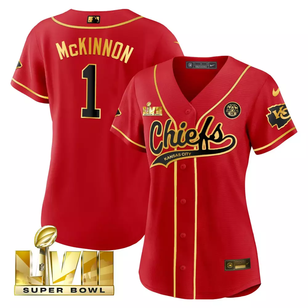 Jerick Mckinnon 1 Jersey Red Super Bowl Lvii Kansas City Chiefs 2022 Men Gold Black