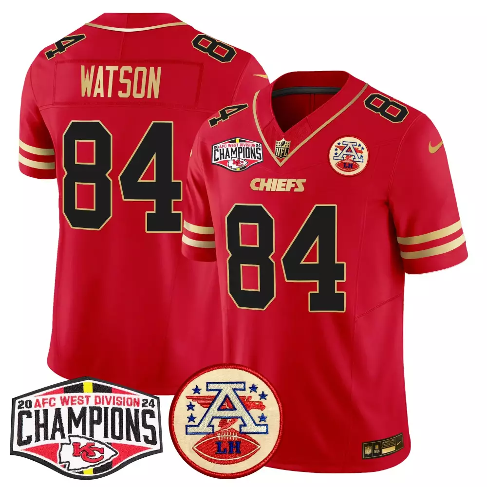 Justin Watson 84 Chiefs Jersey Red Afl Lh Men Gold Vapor Limited All Stitched