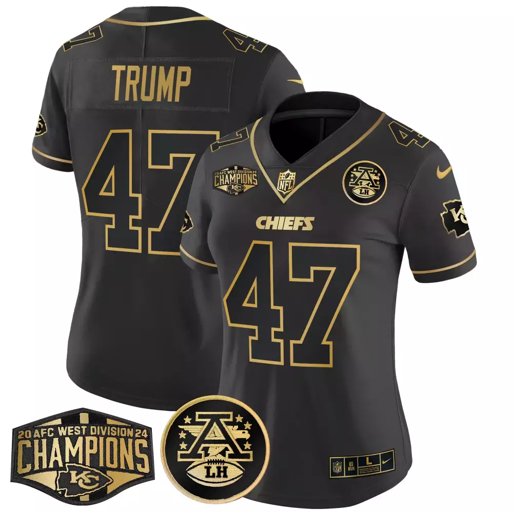 Donald Trump 47 Chiefs Jersey Black AFC Championship Men Authentic Gold Vapor Limited