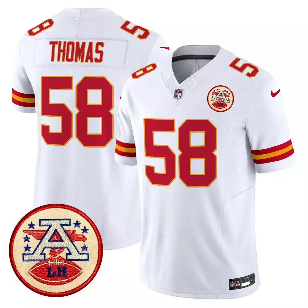 Thomas 58 Kansas City Chiefs Jersey White AFC Championship Lh Men Alternate Red Yellow