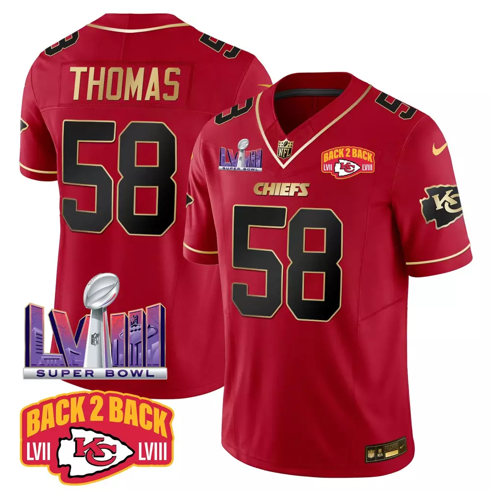 Derrick Thomas 58 Chiefs Jersey Red Super Bowl Lvii Lviii Champions Men Authentic