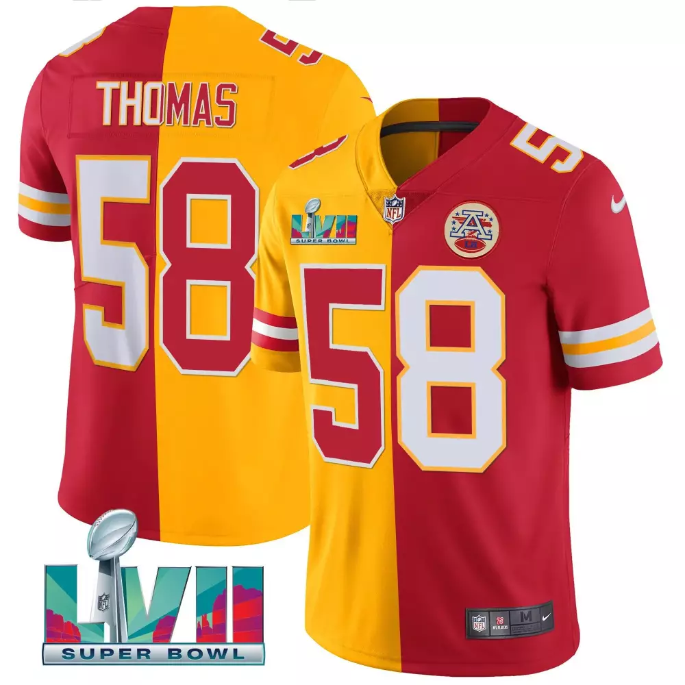 Derrick Thomas 58 Jersey Red Kansas City Chiefs Super Bowl Lvii Men Split Design