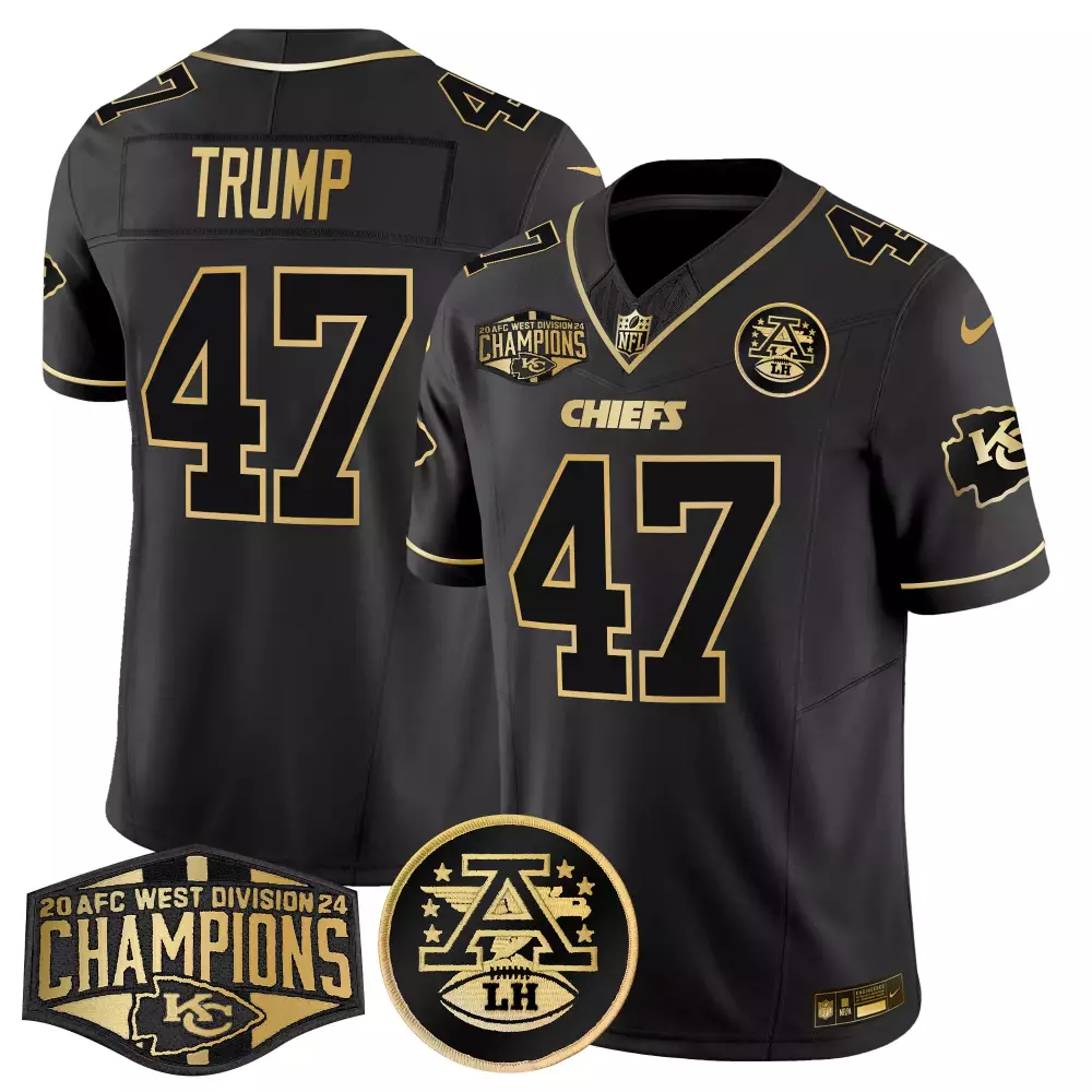 Donald Trump 47 Chiefs Jersey Black AFC West Division Champions Afl Lh Men Authentic