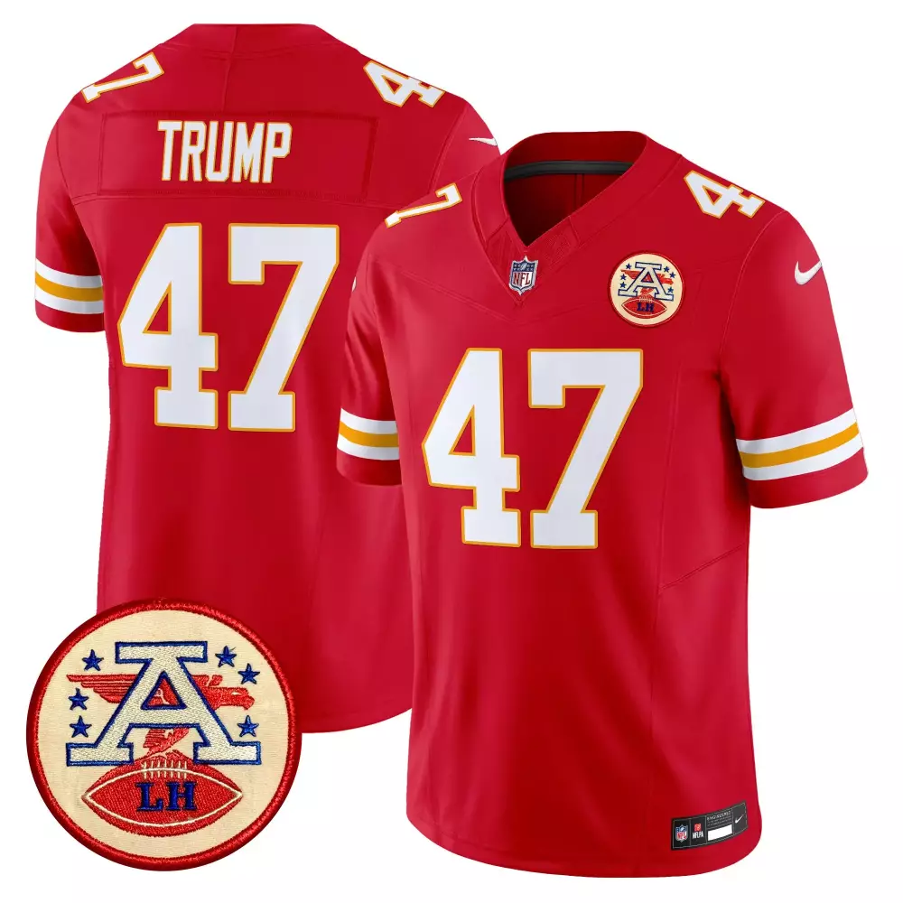 Donald Trump 47 Jersey Red AF2 Kansas City Chiefs Lh Men White Yellow Vapor Limited