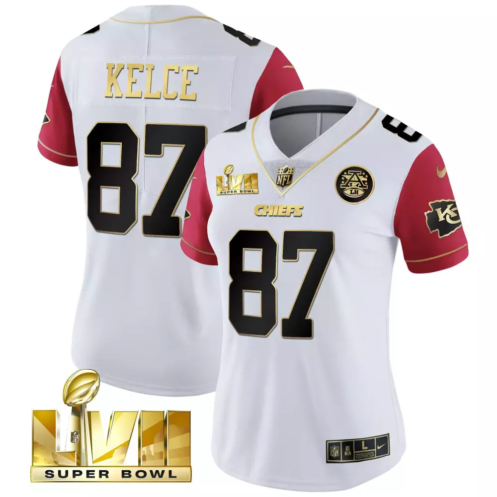 Travis Kelce 87 Jersey White Super Bowl Lvii Kansas City Chiefs Men NFL Split Red