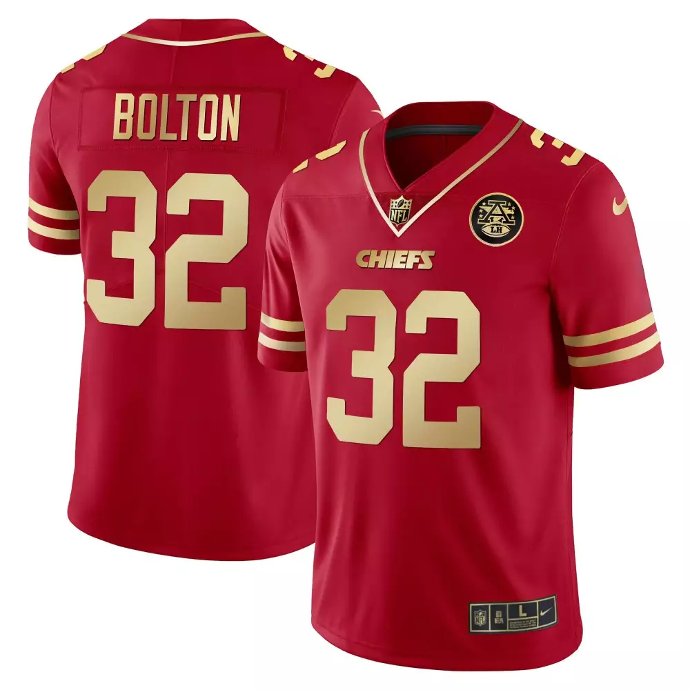 Nick Bolton 32 Chiefs Jersey Red Afl-nfl 50th Anniversary Men Player Gold Vapor Limited