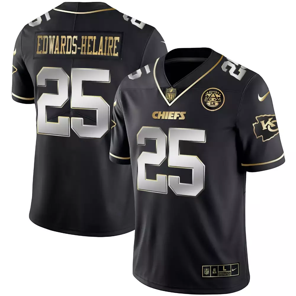 Clyde Edwardshelaire 25 Chiefs Jersey Black Afl-nfl 50th Anniversary Men Replica
