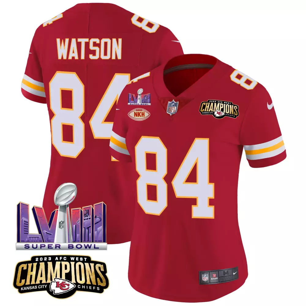Tre Watson 84 Kansas City Chiefs Jersey Red Super Bowl Lvii Champions 2023 AFC West