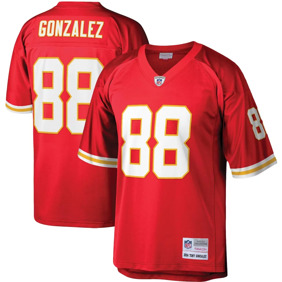 Tony Gonzalez 88 Jersey Red Kansas City Chiefs Men Replica White Gold Legacy